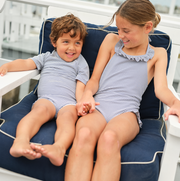 unisex harbor stripe short sleeve rashguard one piece