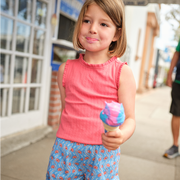 girls poppy red ruffle pointelle tank