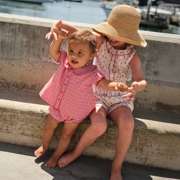 girls summer cherries gathered tank top and short set