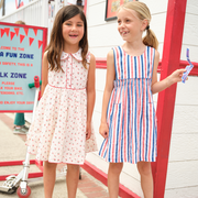 girls surfrider stripe double bow pinafore dress