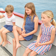 girls newport navy french terry tennis tank top and skort set