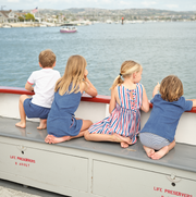 unisex white ringer tee with poppy red trim