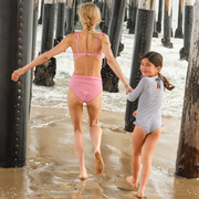 women's poppy gingham cup bikini top with tie straps