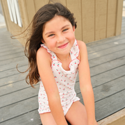 girls summer cherries ruffle edge one piece
