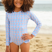 girls blue primrose rashguard one piece