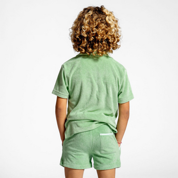 boys palm green short sleeve french terry polo