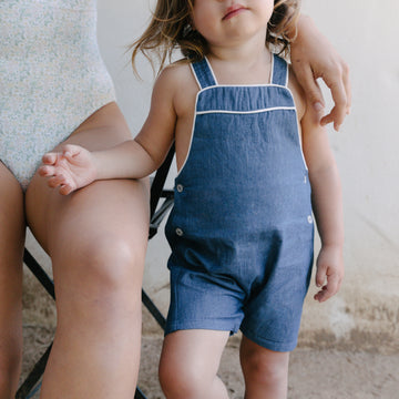 baby washed chambray short overall