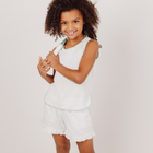 girls white ruffle french terry shorts