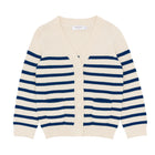 unisex breton stripe v-neck knit cardigan