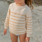 unisex cream and tan stripe knit sweater