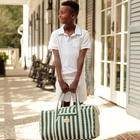 charleston green cabana stripe weekender bag