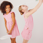 girls pink guava french terry tank top and skort set