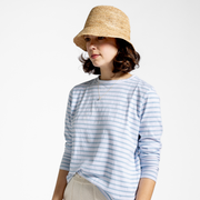 women's powder blue stripe long sleeve tee
