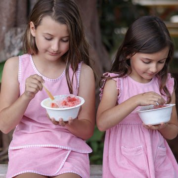 girls pink guava french terry tank top and skort set