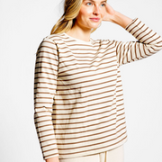 women's mocha stripe long sleeve tee