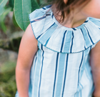 girls freshwater stripe ruffle collar dress