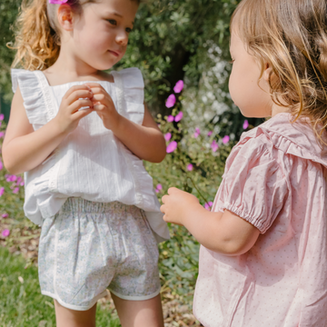 girls gardenia swiss dot ruffle pinafore blouse