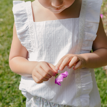 girls gardenia swiss dot ruffle pinafore blouse