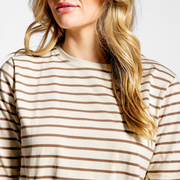 women's mocha stripe long sleeve tee