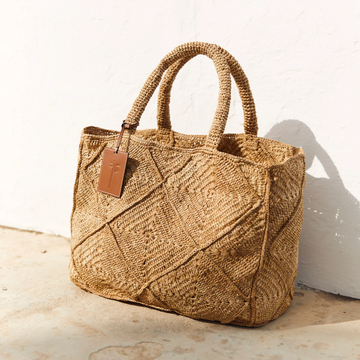 manebi large tan raffia sunset bag minnow