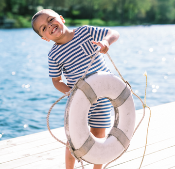 unisex stripe short sleeve boatneck tee