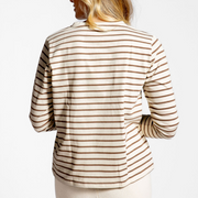 women's mocha stripe long sleeve tee