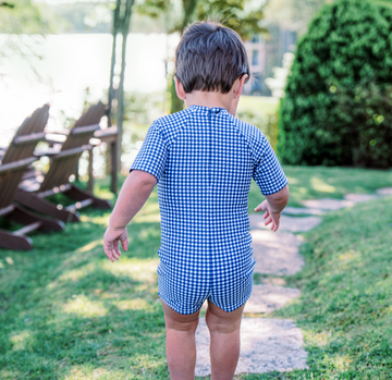 unisex navy gingham rashguard one piece