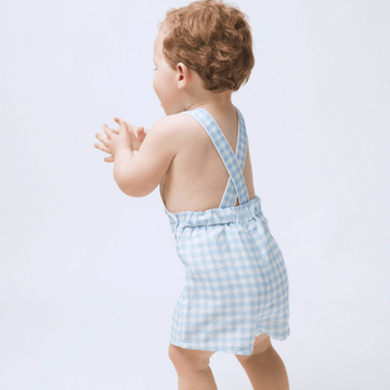 baby boys oasis blue gingham overall | 12-18m | contemporary swimwear & resort wear | minnow baby boys oasis blue gingham overall | 12-18m | contemporary swimwear & resort wear | minnow