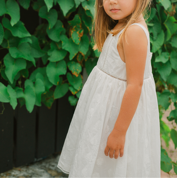 girls white square neck dress