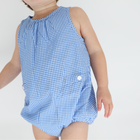 baby sky blue gingham bubble romper