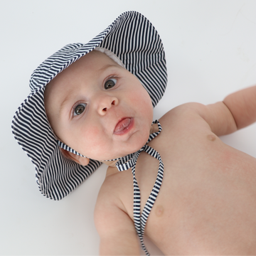 infant summer hat baby navy stripe sun hat