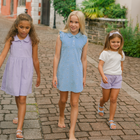 girls headband set in rosebay and lavender stripe