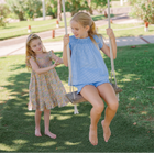 girls sky blue gingham smocked top and short set