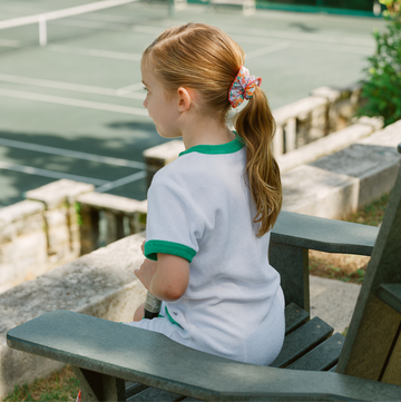 girls white french terry button down dress