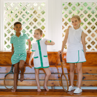 girls white french terry tennis tank top and skort set with bermuda green trim