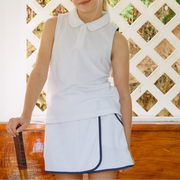 girls white french terry tennis tank top and skort set