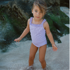 girls lavender stripe ruched strap one piece