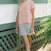 women's cream and navy stripe skirt