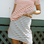 women's cream and navy stripe skirt