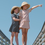 girls cream and red stripe skirt with shorts