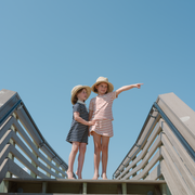 girls navy and cream stripe short sleeve tennis dress