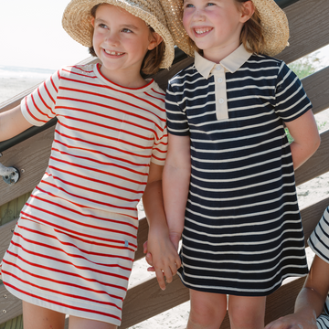 girls cream and red stripe skirt with shorts