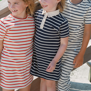 unisex cream and navy stripe pant