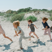 unisex cream and navy stripe pant