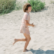 girls cream and red stripe skirt with shorts
