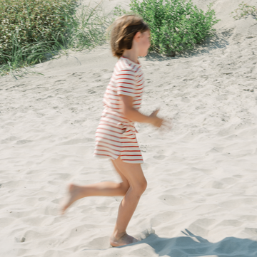 girls cream and red stripe skirt with shorts