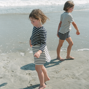 unisex navy and cream stripe long sleeve tee