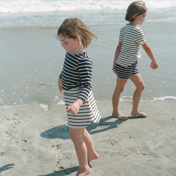 unisex navy and cream stripe long sleeve tee