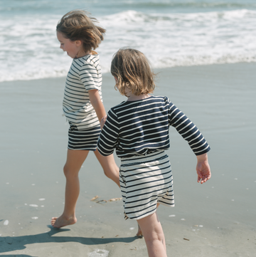 unisex navy and cream stripe long sleeve tee