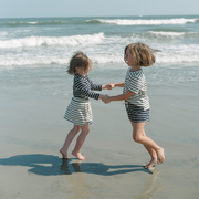 unisex navy and cream stripe short
